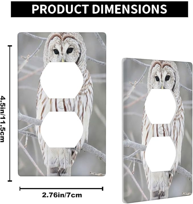 Snowy Owl Wall Plate Cover Cute Owl Perch on Tree Outlet Covers 1-Gang Switch Plug Duplex Cover Home Bedroom Bathroom Kitchen