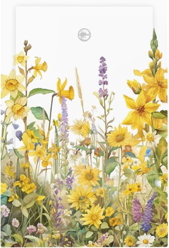 Wildflowers Sunflower Lavender Daisy Floral Light Switch Cover Plate 1 Gang No Device Blank Electrical Wall Plates Faceplate Decorative Switch Plate Covers for Bedroom Living Room Decor