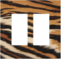 Tiger Texture Wild Animal Skin Pattern Print Decorative Outlet Covers 2 Gang Double GFCI Rocker Electrical Wall Panels Light Switch Cover Plate for Kids Room Office Decor