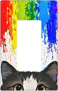 Cat Rainbow Single Rocker Wall Plate Decorative 1 Gang Light Switch Covers Electrical Switchplate Home Decorate Faceplat for Bathroom Bedroom Kitchen Room 4.5 x 2.76 Inch