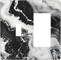 Ink Painting Marble Black White Abstract Luxurious Print Outlet Covers 1 Toggle 1 Rocker Combination Decorative Wall Plate Electrical Switch Plates Light Switch Cover Plate for Kitchen Office Decor