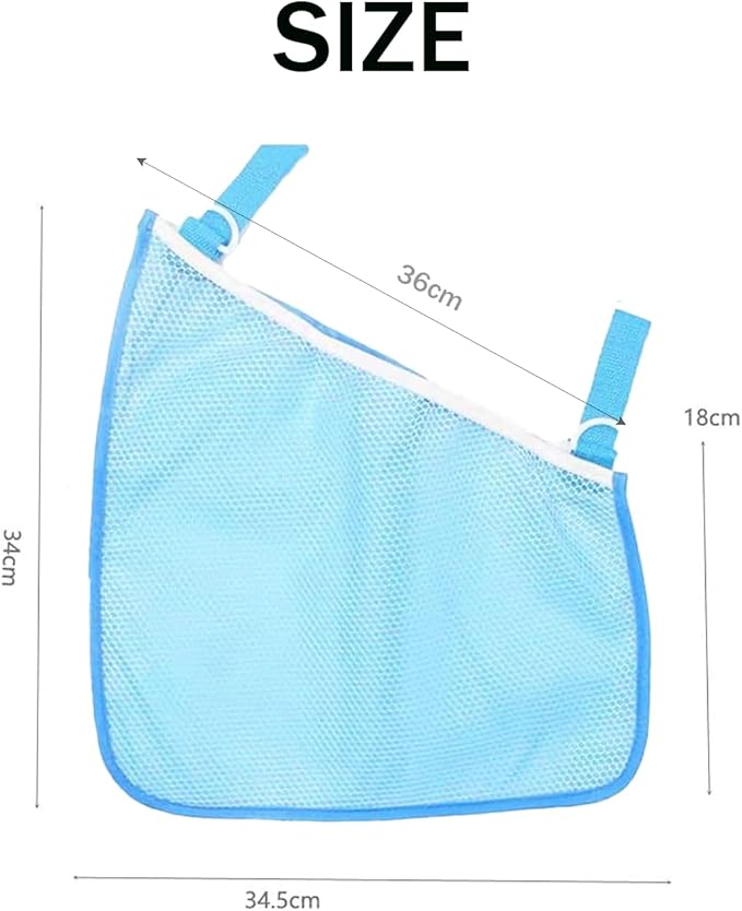 2 Pack Side Sling Cargo Stroller Net, Universal Stroller Organizer Bag, Non-Slip and Adjustable Straps Storage Mesh Cargo Net for Stroller Storage (Blue)