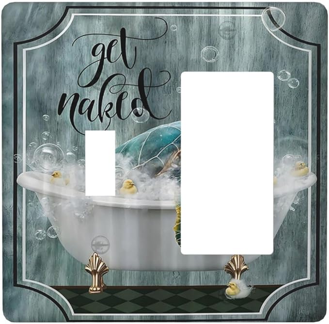 Teal Green Sea Turtle Funny Ocean Vintage Tortoise Beach Theme Outlet Covers 1 Toggle 1 Rocker Combination Electrical Switch Plates Light Switch Cover Plate Decorative Wall Plate for Bedroom