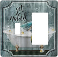 Teal Green Sea Turtle Funny Ocean Vintage Tortoise Beach Theme Outlet Covers 1 Toggle 1 Rocker Combination Electrical Switch Plates Light Switch Cover Plate Decorative Wall Plate for Bedroom