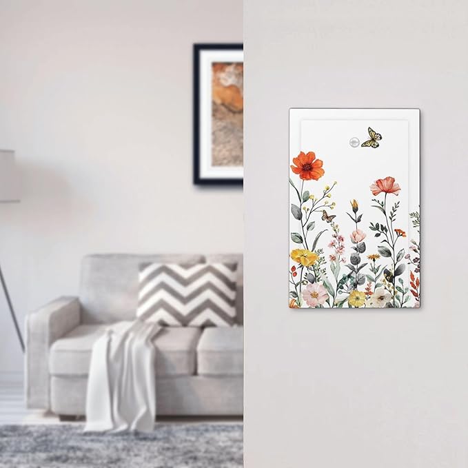 Vintage Floral Colorful Butterfly Flower Blossom Decorative 1 Gang No Device Blank Wall Plate Vibrant Pretty Oversize Electric Unused Receptacle Decorator/Gfci Light Outlets/Switches Face Plate Cover