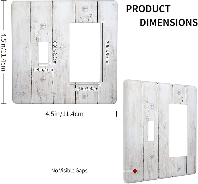 Modern Rustic Wood White Oak Print Outlet Covers 1 Toggle 1 Rocker Combination Decorative Wall Plate Electrical Switch Plates Light Switch Cover Plate for Farmhouse Home Decor