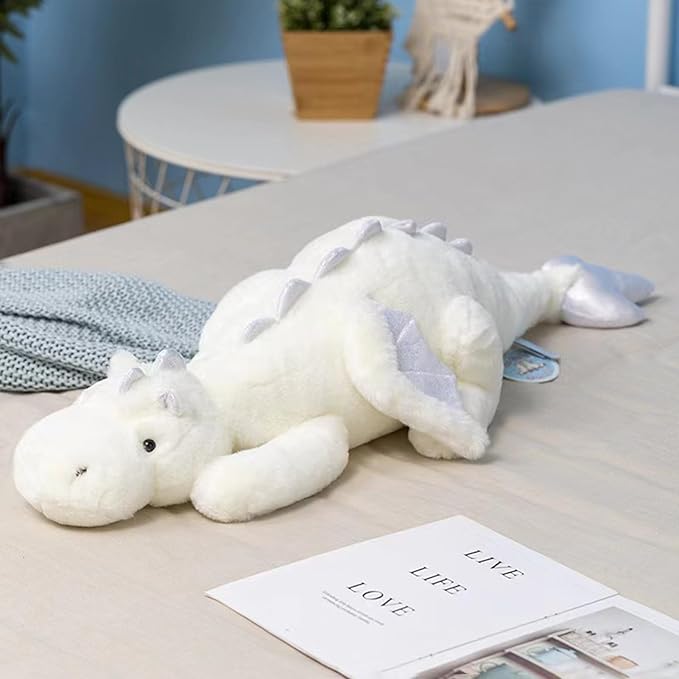 Pterosaur Stuffed Animal with Wings - Cute Soft Dinosaurs Plush Toys Little Flying Dragon Plushies Pillow Doll Christmas Birthday Gifts for Kids Boys Girls (White,51.18inch/130cm)