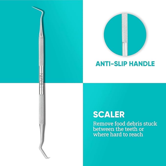 HOKIN Dental Tools Plaque Remover Teeth Cleaning Tool 4 Pcs Dental Care Kit Tooth Filling Repair Set Stainless Steel Dental Tools for Men Women Kids and Pet Care (Blush Pink)