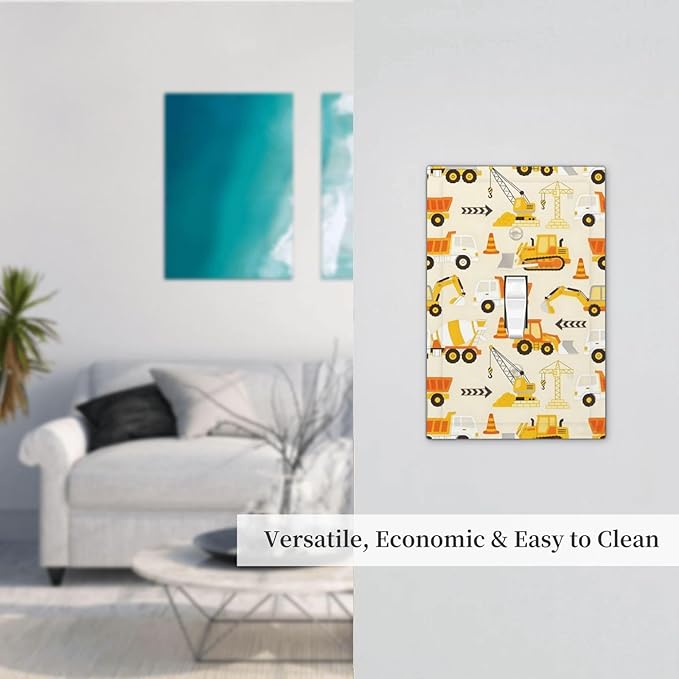 Decorative Light Switch Cover Plate Construction Vehicle Yellow Trucks Diggers 1 Gang Single Toggle Wall Plates for Electrical Outlet Covers Switch Plate Covers Faceplate for Home Decor