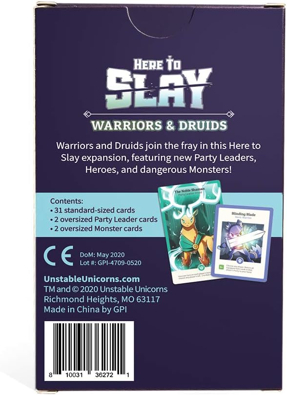 Unstable Games - Here to Slay Warriors & Druids Expansion Pack - Designed to be Added to Your Here to Slay Base Game - Great for Family Game Night