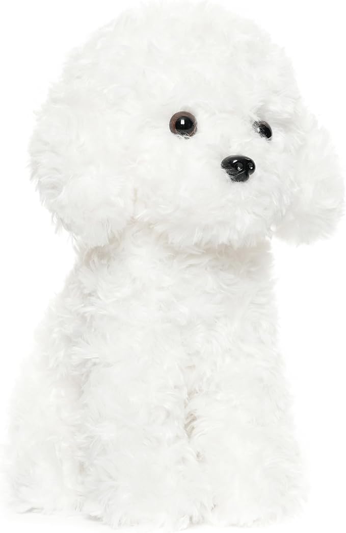 WEIGEDU White Toy Poodle Stuffed Animal Dog Puppy - Bichon Frise Maltese Maltipoo White Labradoodle Plush Toy for Kids and Babies 12.6"