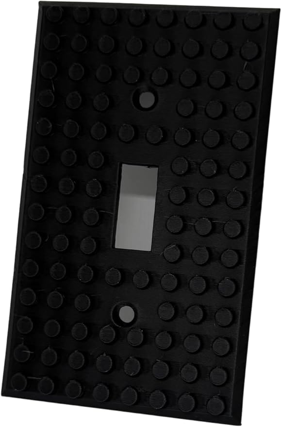 Brick Wall Plate, Single Toggle Light Switch Cover for Kids Bedroom, Game Room, 1-Gang (Black)