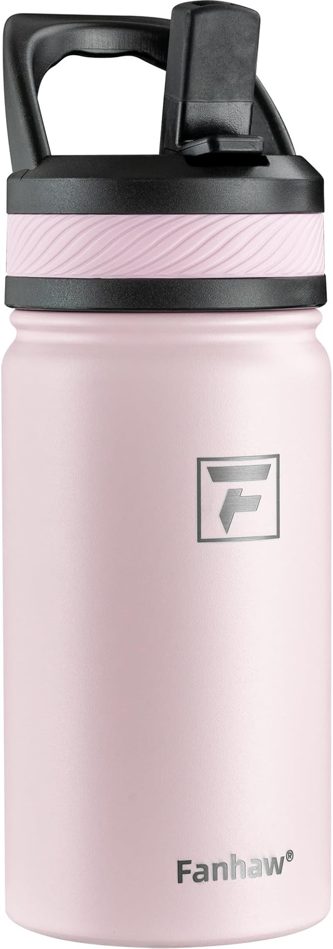 Fanhaw 14 Oz Kids Insulated Water Bottle with Straw Lid – Stainless Steel Double Wall Vacuum, Leak-Proof, BPA-Free Water Bottles for School Boys & Girls(Pink)