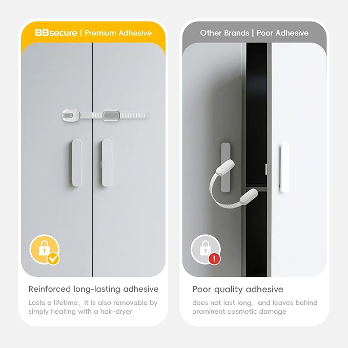 6 Packs Cabinet Locks Baby Proofing, Child Proof Cabinet Locks with 3M Adhesive, No-Drill Child Safety Cabinet Lock, Flexible for Drawer, Door, Fridge, Trashcan, Toilet Seat, Pantry