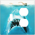 Beach Shark Oceanjaws Movie Vintage Look Wallplates 1 Toggle 1 Duplex Switch Plate Electrical GFCI Faceplate Decorative Light Switch Covers for Bathroom Kids Room Decor