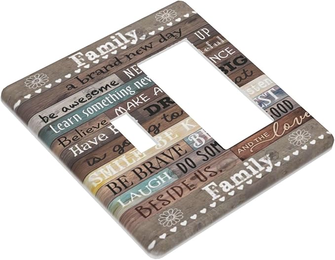 2 Gang 1 Toggle 1 Decorator/Rocker Device Combination Wall Plate Vintage Cabin Barn Farm Office Family Home Inspirational Quotes Rule Standard Size Combo GFCI Receptacle Switchplate Outlet Cover