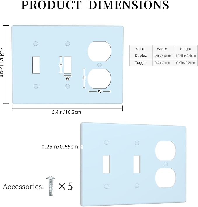 Aqua/Teal 3 Gang 2 Toggle 1 Duplex Combination Light Switch Plate Decorative Triple Toggle Wall Plate Cover Electrical Faceplate Switch Face Plate