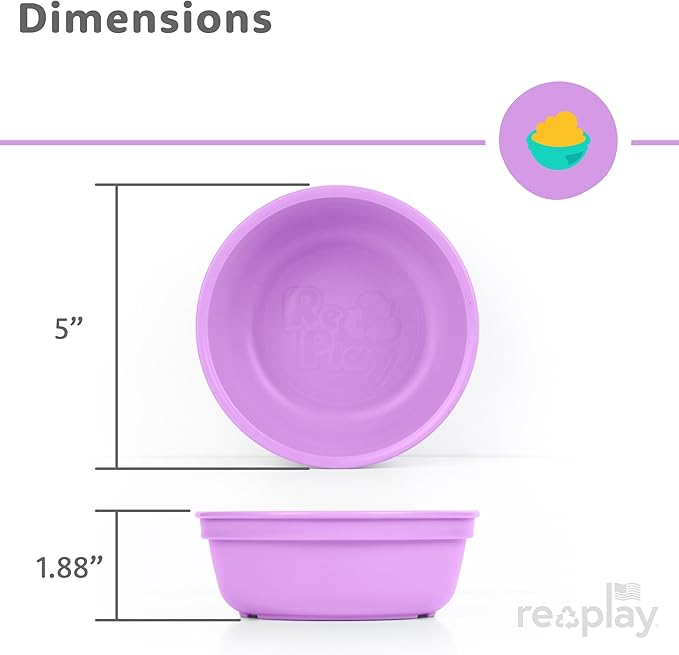 Re-Play Dinnerware Set for Toddlers - Kids Dining Set of 3 Divided Plates and 3 Snack Bowls - Dishwasher/Microwave Safe - Made in USA - Princess