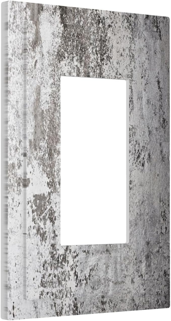 Outlet Covers Gray White Speckled Weathered Concrete Wall 1 Gang Single Rocker Light Switch Cover Plate Decorative GFCI Wallplates Socket Cover Electrical Switch Plate Covers for Bedroom Home
