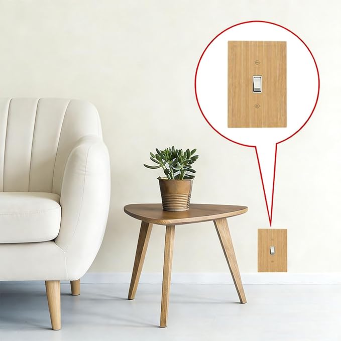 Rustic Woodgrain 1-Gang Toggle Light Switch Plate, Minimalist Farmhouse Wooden Decorative Wall Plate for Home Decor