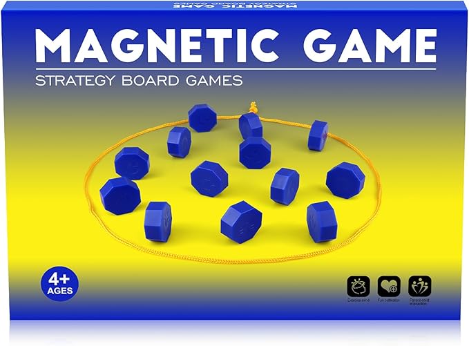 Bameca Magnetic Chess Game with Full-Size Stones, Magnet Game with String, for Family & Party & Travel & Camping, Puzzle Strategy Games, 2 Player Games for Kids & Adults