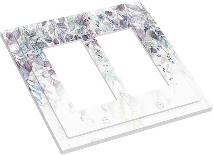 Hazy Leaves Ivy Nature Plants Eucalyptus Leave Decorative Outlet Covers 2 Gang Double GFCI Rocker Electrical Wall Panels Light Switch Cover Plate for Bedroom Home Decor