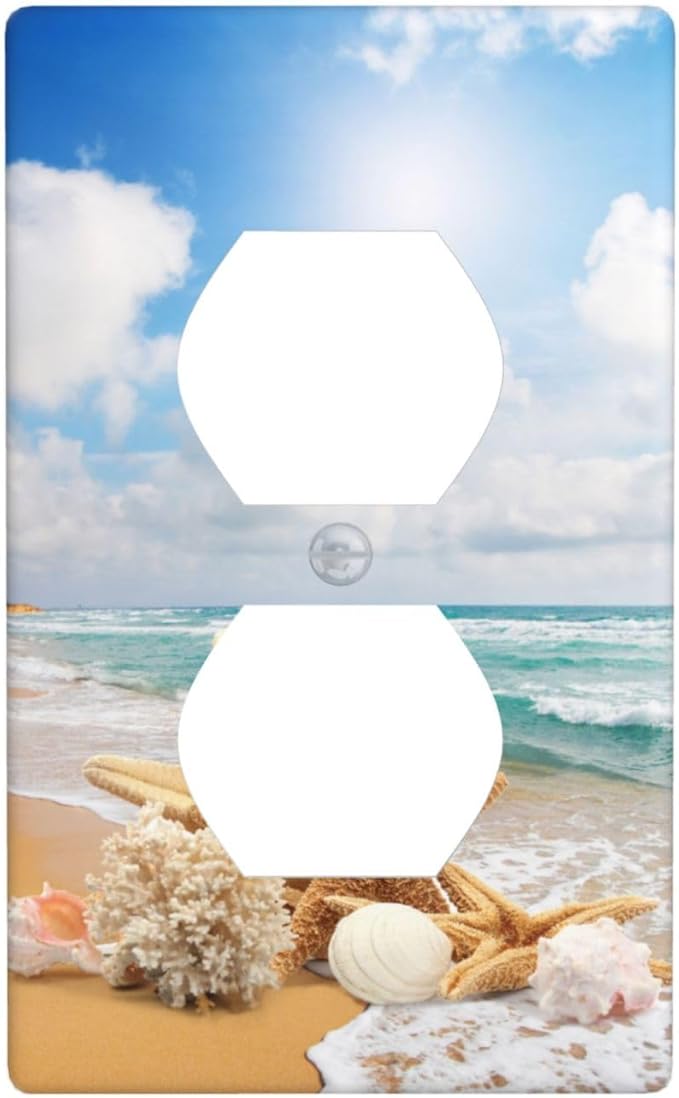 Ocean Beach Seashell Outlet Covers Decorative Electrical Outlets Duplex Outlet 1-Gang Wall Plate Receptacle Wall Outlet Cover