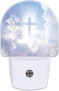Shining Cross on Blue Sky Night Light for Kids,Christian Cross and Clouds Plug in Night Light with Dusk to Dawn Sensor, 0.5w Energy Saving Nightlight for Hallway Stairway Kitchen Bedroom