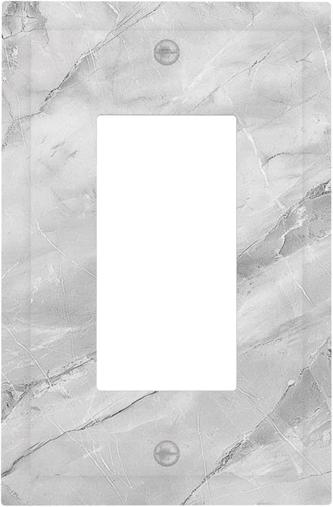 Decorative Outlet Covers Gray Marble Pattern 1 Gang Single Rocker Light Switch Cover Plate GFCI Wall Plates Electrical Switch Plate Cover for Home Farmhouse Decor