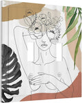 Mid Century Abstract Women Lady Boho Palm Leaf Double Toggle Light Switch Covers Decorative Unique 2 Gang Wall Plate Dual Electrical Faceplate Switchplate for Bathroom Bedroom Living Room Decor