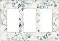 Watercolor Floral Green Leaves Triple Rocker Light Switch Cover Green Botanical Flowers 3 Gang Rocker Switchplates Wall Plate Decorative Faceplate for Bedroom Kitchen Living Room Decor