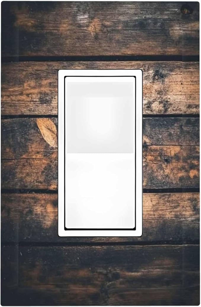 Decorative Outlet Covers Brown Vintage Wooden Board Rustic Wood 1 Gang Single Rocker Light Switch Cover Plate Wall Plates Gfci Faceplate For Farmhouse Cabin Decor