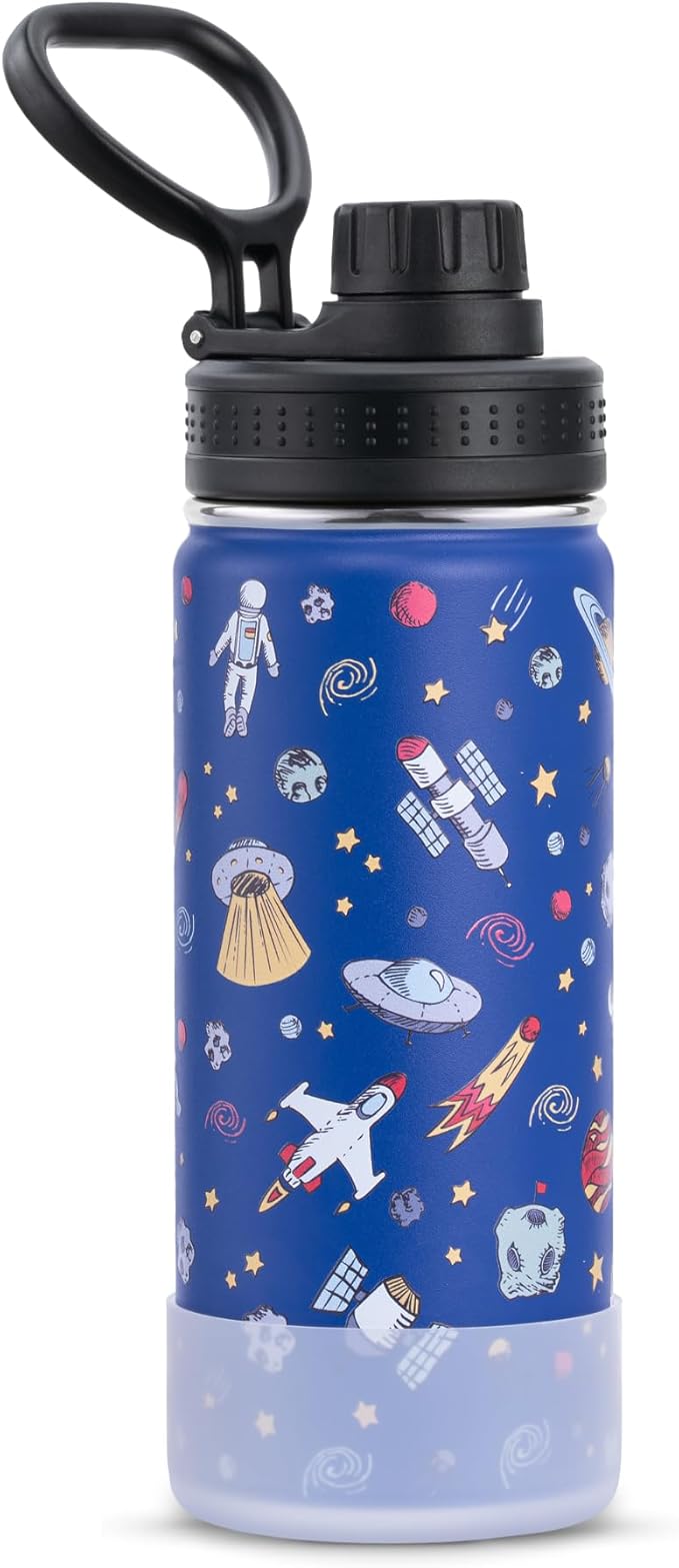 16 oz Insulated Water Bottle for School-Stainless Steel Double Wall Vacuum Water Bottle, Gift for Boys-Astronaut