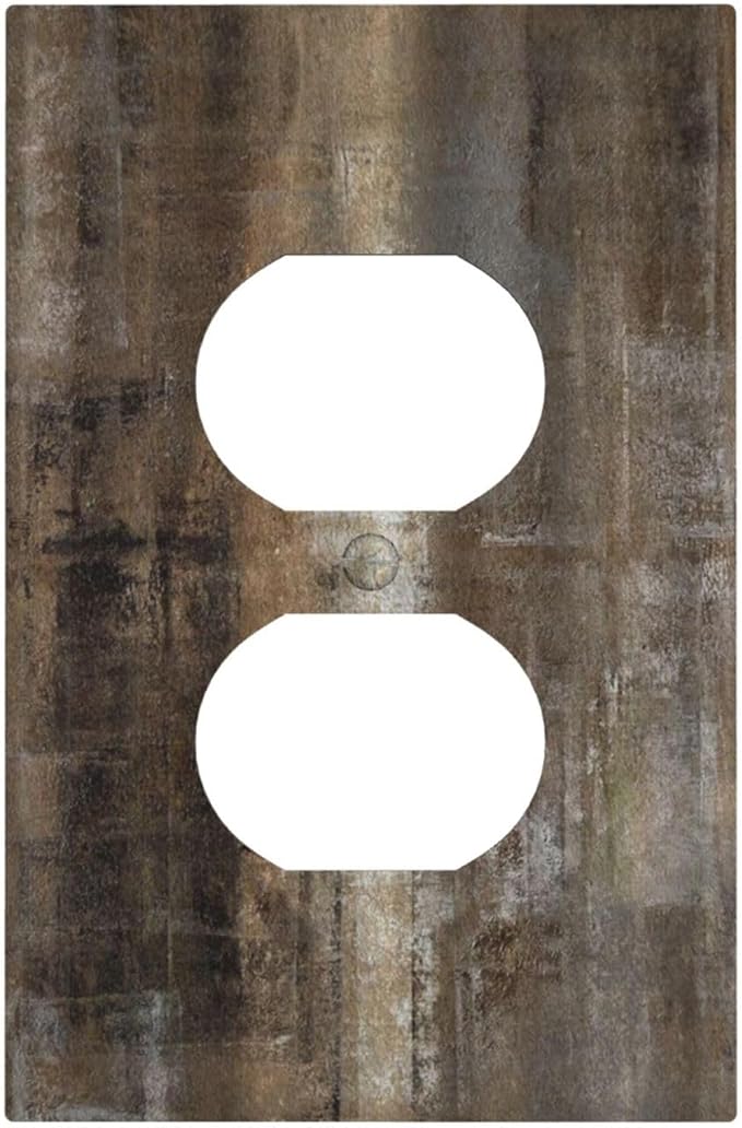 Decorative Outlet Covers Tan Brown Rustic Abstract Wood Vintage Wooden 1 Gang Duplex Light Switch Cover Plate Electrical Switch plates WallPlates Socket Covers for Farmhouse Home Decor