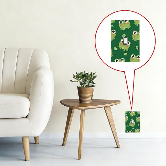 Cute Green Frogs 1-Gang Toggle Light Switch Plate, Whimsical Frog Decorative Wall Plate for Kids Bedroom