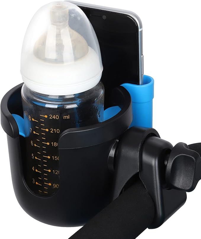 Accmor Stroller Cup Holder with Phone Holder, Bike Cup Holder, Universal Cup Holder for Uppababy Nuna Doona Strollers, 2-in-1 Cup Phone Holder for Stroller Bike Accessory