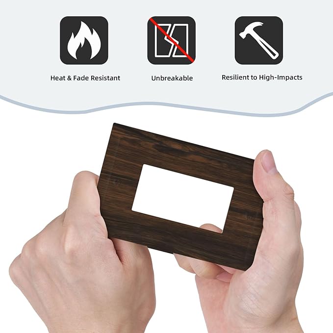 Outlet Covers Dark Brown Wood Grain Rustic Country Single Rocker Light Switch Covers Decorative 1 Gang Gfci Wall Plates Socket Cover Electrical Switch Plate Covers for Farmhouse Home Decor