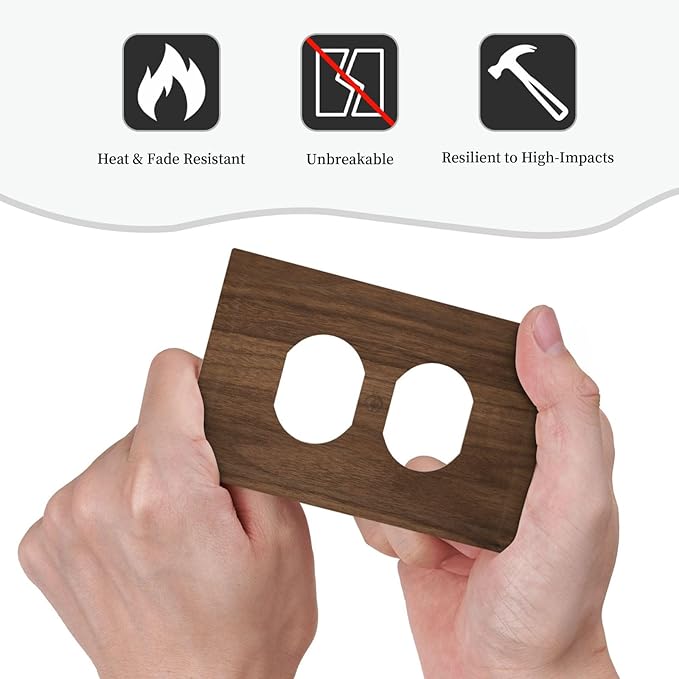 Outlet Covers Dark Brown Wood Grain 1 Gang Duplex Light Switch Cover Plate Decorative Switch Plate Covers Electrical Socket Cover for Farmhouse Cabin Decor
