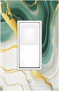 Decorative Outlet Covers Turquoise Marble Texture Golden Lines 1 Gang Single Rocker Light Switch Cover Plate Wall Plates Gfci Faceplate For Bed Room Bathroom Decor