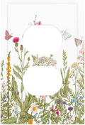 Colorful Butterfly Floral Plants Flower Vine Outlet Covers 1 Gang Duplex Light Switch Cover Decorative Switch Plates Electrical Receptacle Faceplate Wall Plate for Bed Room Living Room Decor