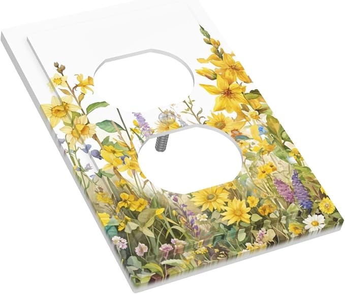 Wildflowers Sunflower Lavender Daisy Floral Outlet Covers 1 Gang Duplex Light Switch Cover Decorative Switch Plates Electrical Receptacle Faceplate Wall Plate for Bedroom Living Room Decor