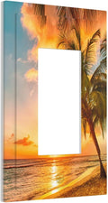 Outlet Covers Sunset Beach Palm Tree Seascape 1 Gang Wall Plate Single Rocker Light Switch Cover Tropical scenery Decorative GFCI Receptacle Cover Electrical Switchplate for Home Decor