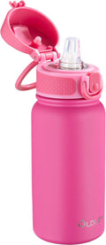 OLDLEY 12oz kids Water Bottle, Stainless Steel Insulated Water Bottle For Kids, With Straws Leak-proof, Kids Water Bottles For School Boys Girls,Pink