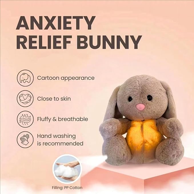 Breathing Stuffed Animal, Baby Easter Basket Stuffers for Teens Toddler Anxiety Stuffed Animal, Breathing Animals Easter Bunny Decor, Bunny Toy Easter Gifts for Kids