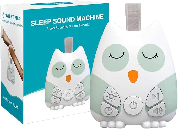 PandaEar Portable White Noise Machine for Baby, 15 Soothing Sound, Night Light, Sleep Sound Timer and Powered by USB for Baby Kids (Owl)