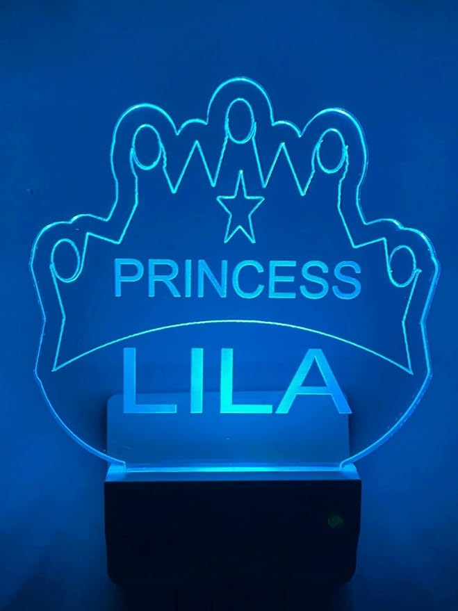 Night Light Multi Color Personalized LED Plug-in Ultra-Slim Touch Light Smart Dusk to Dawn Sensor Kids Christmas/Birthday Gifts Children's Bedroom Kitchen Bathroom Hallway Variations (Princess Crown)