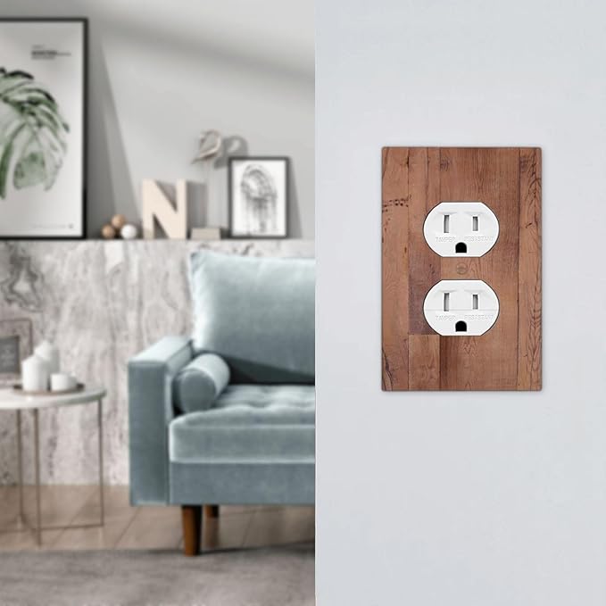 Rustic Brown Dark Wood Texture Printing Outlet Covers 1 Gang Duplex Light Switch Cover Decorative Switch Plates Electrical Receptacle Faceplate Wall Plate For Farmhouse Cabin Decor