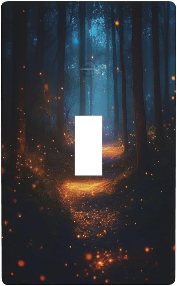 Decorative Art Light Switch Covers Enchanted Glowing Forest Single Toggle Wall Plate Decorative Switchcover Electrical Switchplate for Home Decor