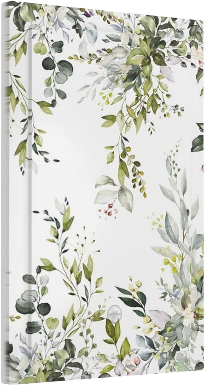 Eucalyptus Sage Green Leaf Plant Floral Light Switch Cover Plate 1 Gang No Device Blank Electrical Wall Plates Faceplate Decorative Switch Plate for Bedroom Living Room Decor