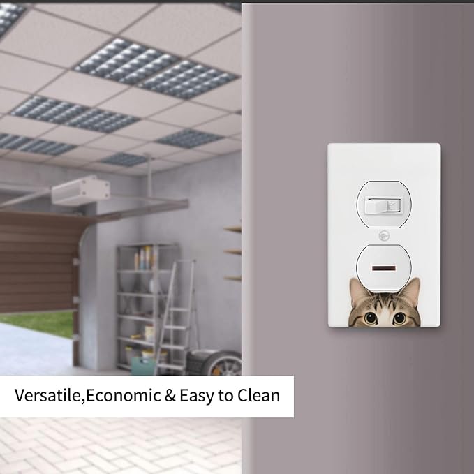 Cat Single Duplex Receptacle Outlet Cover Wall Plate Decorative 1 Gang Light Switch Covers Electrical Switchplate Home Decorate Faceplat for Bathroom Bedroom Kitchen Room 4.5 x 2.76 Inch